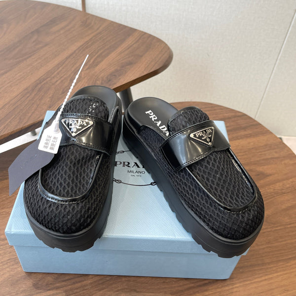 Prada 26s Mules Black Mesh Fabric 727681