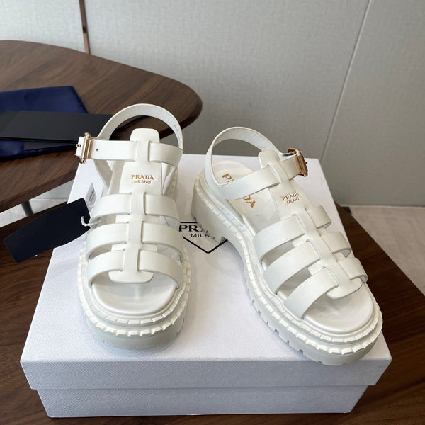 Prada Strappy Sandals 5.5cm White Leather 728558