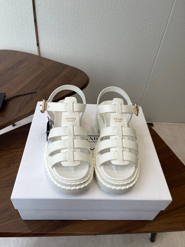 Prada Strappy Sandals 5.5cm White Leather 728558