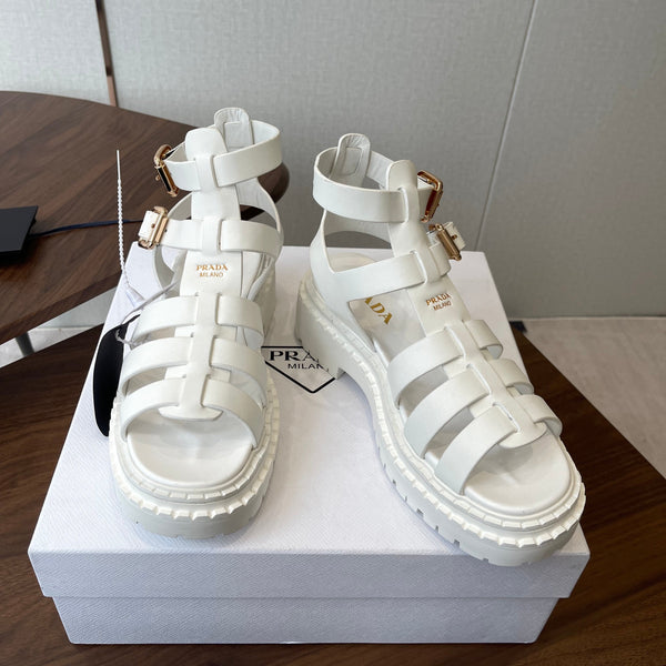 Prada Strappy Sandals 5.5cm White Leather 728560