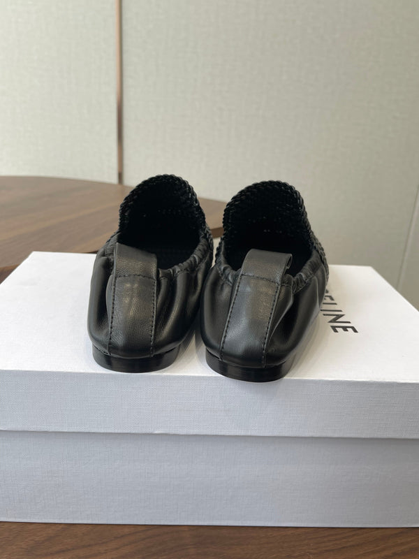 CL Ballet Lace-Up Shoe Black Woven Lambskin 790673