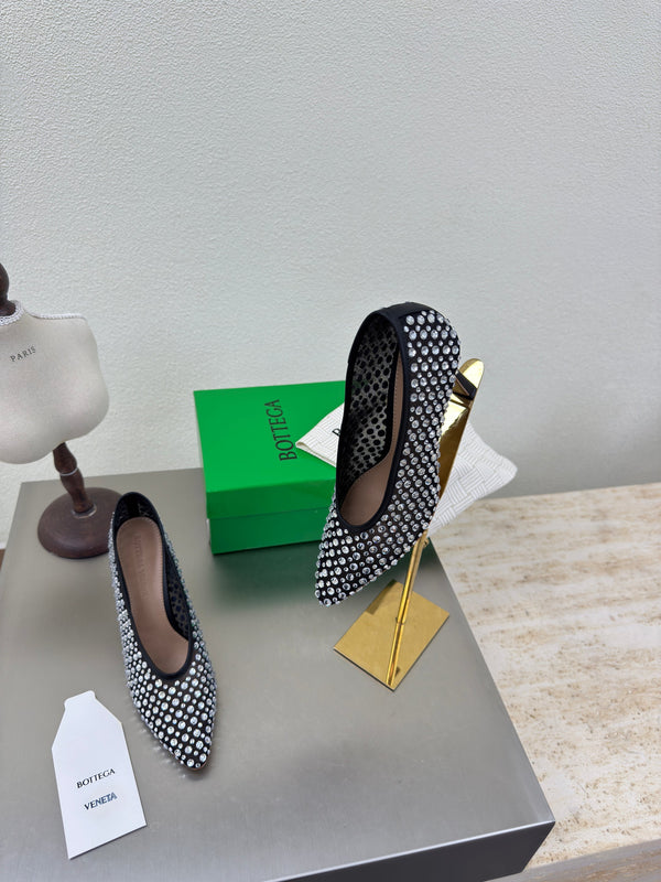 BV Rhinestones Sofia Pump 90mm Black Mesh 428482