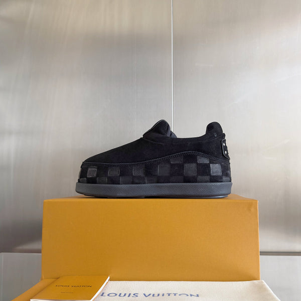 LV Yeti Slip On 20mm Black Embossed Damier Graphine Suede 459766