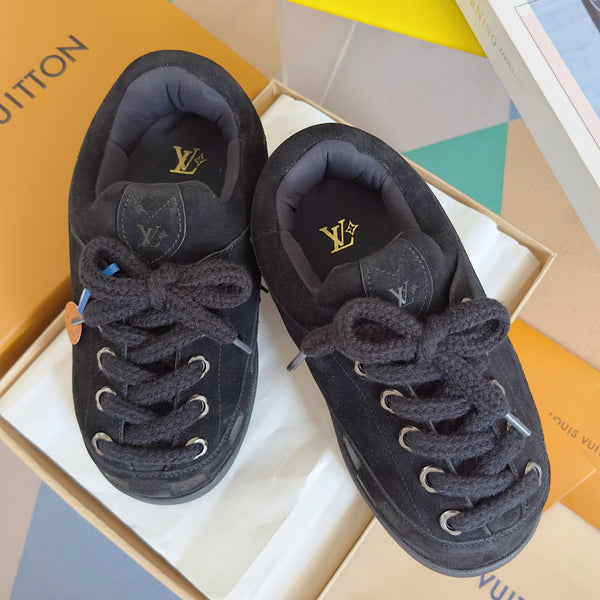 LV x Ingo Casual Sports Shoes 50mm Black Embossed Damier Graphine Suede 459769