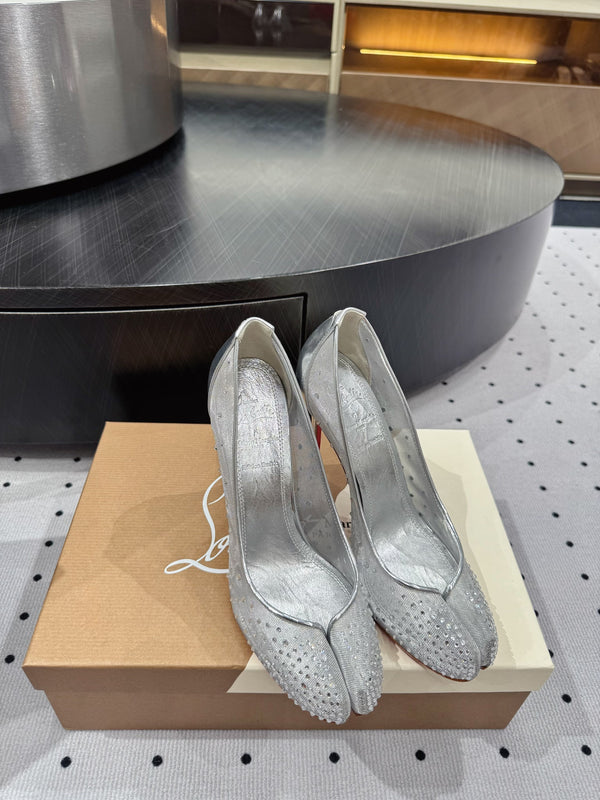 CL x Margiela 25 Diamond Pumps Sliver Fabric Lace Swarovski 296039