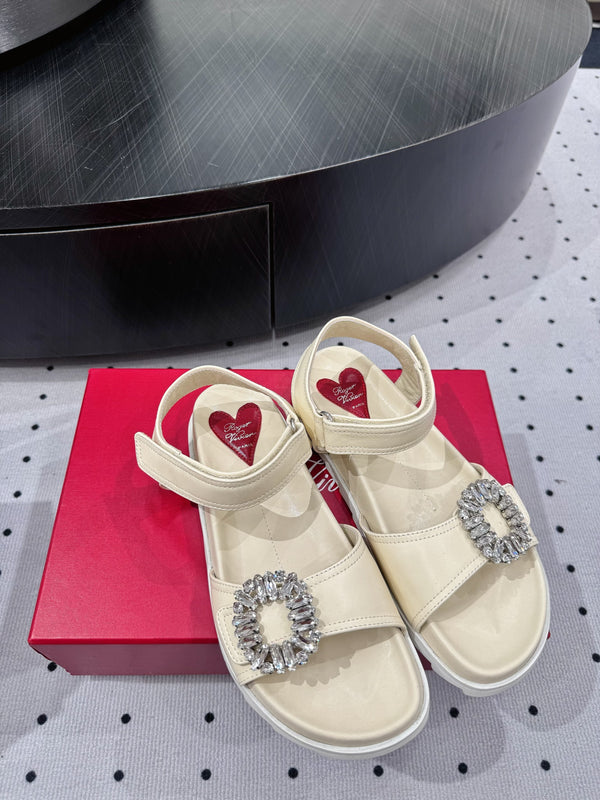Sandali con plateau Viv 25 in pelle di pecora bianco latte 295959