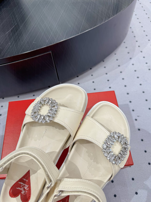 Sandali con plateau Viv 25 in pelle di pecora bianco latte 295959