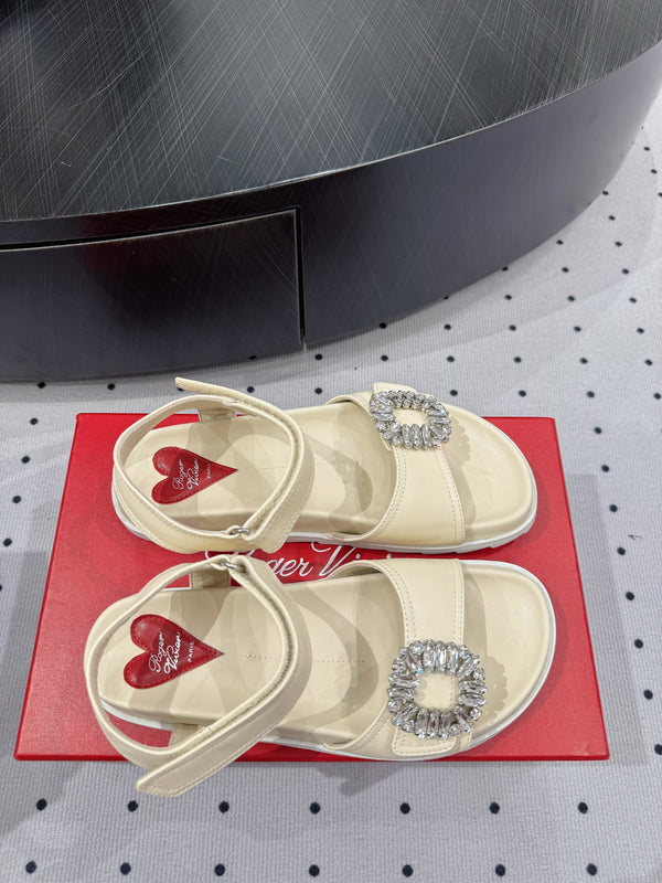Sandali con plateau Viv 25 in pelle di pecora bianco latte 295959