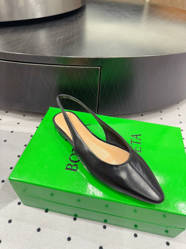 BV 26s Slingback Flats Black Calfskin