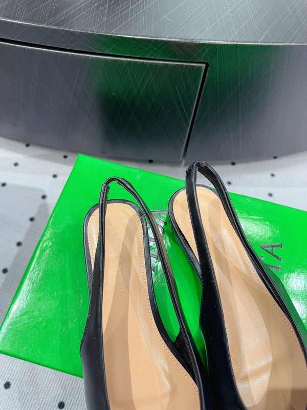 BV 26s Slingback Flats Black Calfskin