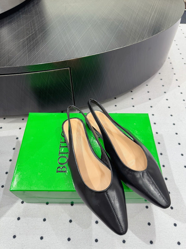 BV 26s Slingback Flats Black Calfskin