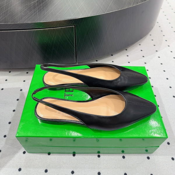 BV 26s Slingback Flats Black Calfskin
