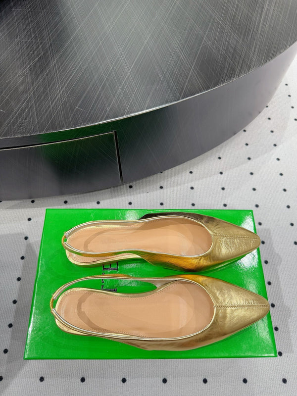 BV 26s Slingback Flats Gold Calfskin