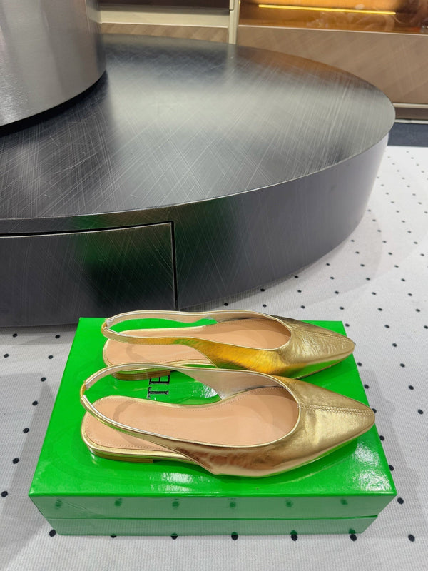 BV 26s Slingback Flats Gold Calfskin