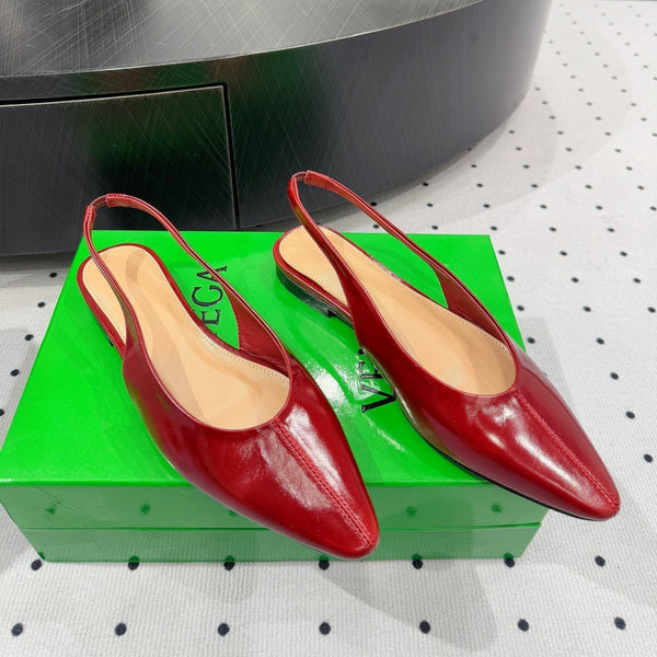 BV 26s Slingback Flats Red Calfskin