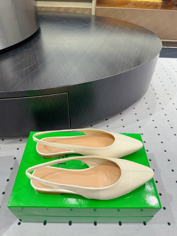 BV 26s Slingback Flats Cream Calfskin