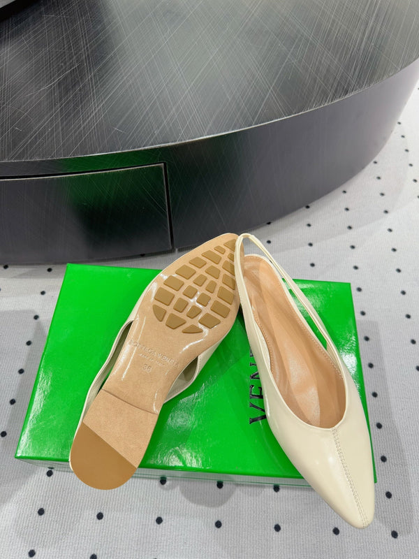 BV 26s Slingback Flats Cream Calfskin