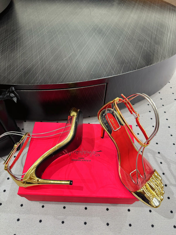 CL 25 Elsa Schiapar Slingback Gold PVC Pelle di mucca 321606