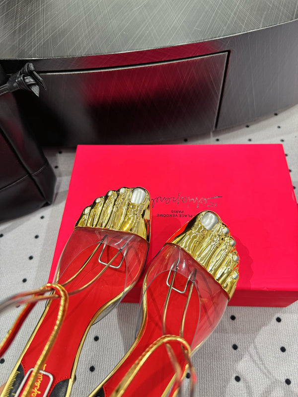 CL 25 Elsa Schiapar Slingback Gold PVC Pelle di mucca 321606