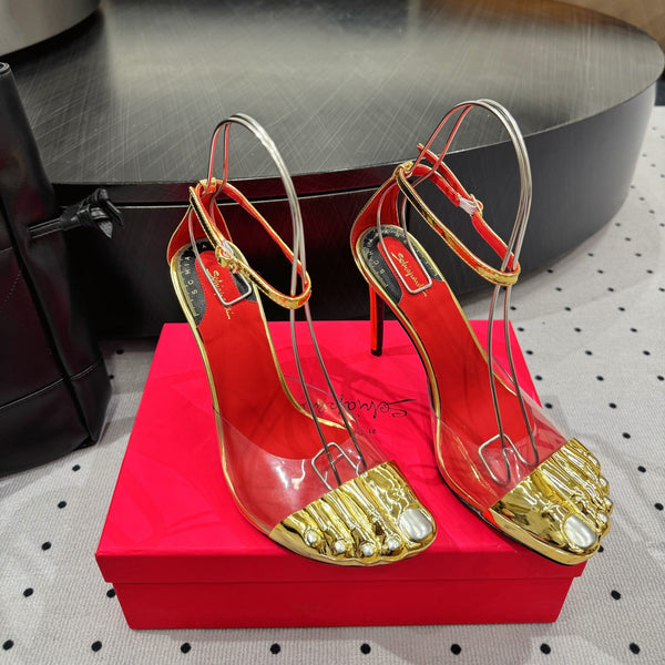 CL 25 Elsa Schiapar Slingback Gold PVC Pelle di mucca 321606