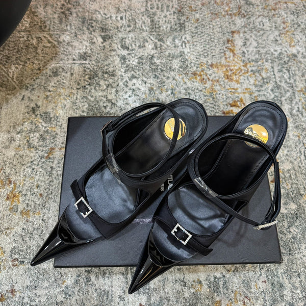 YSL 26FW Sandal 10.5cm Black Silk 803984