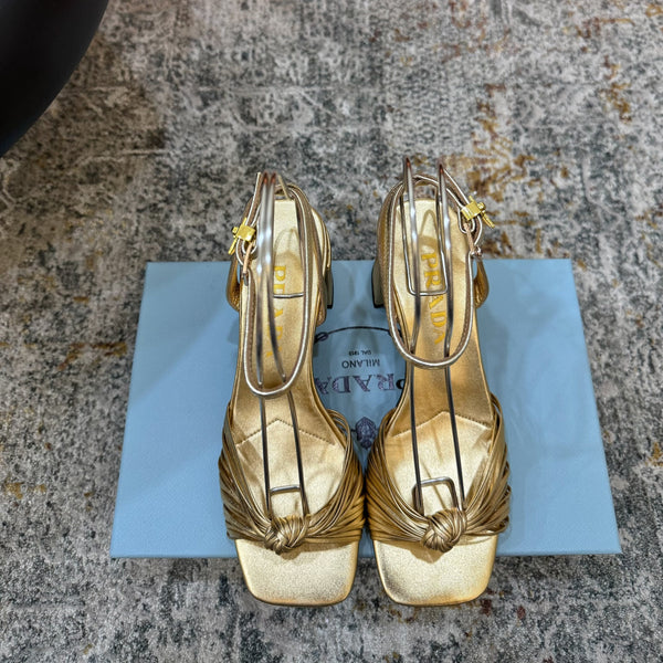 Pra Heeled Sandals 7cm Gold Leather 804101