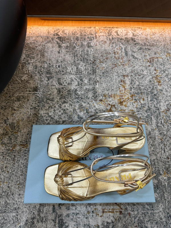 Pra Heeled Sandals 7cm Gold Leather 804101