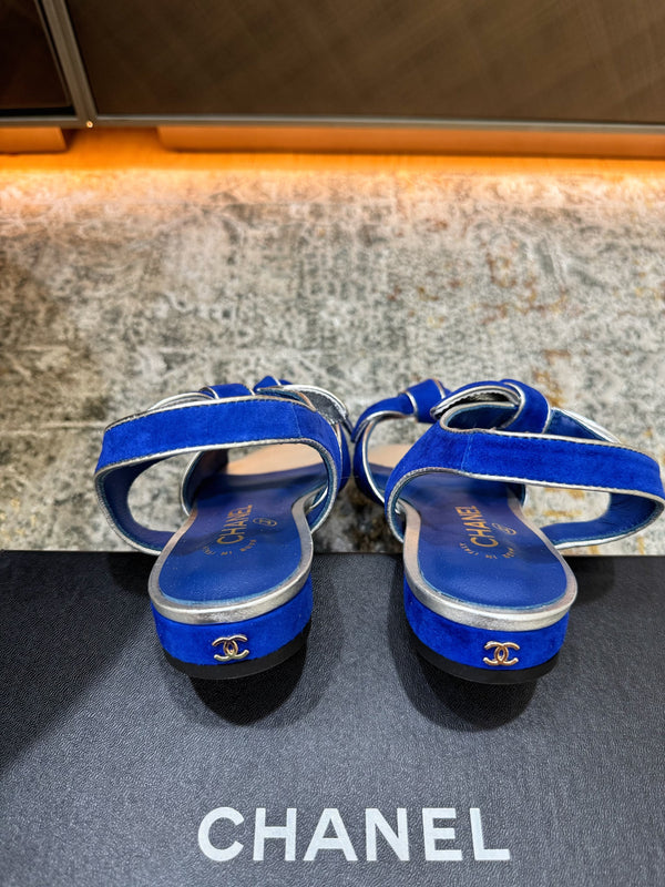 CC Double Bow Sandal 2cm Blue Sheepskin 804021