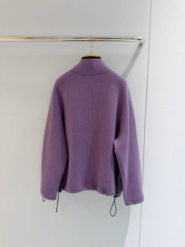 Miu 26s Stand-Collar Coat Purple Polyester 418743