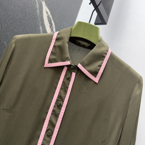 Gucci 25 Shirt Khaki Green Viscose