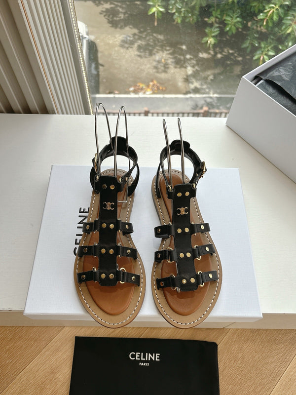 CL Lympia Gladiator Sandal In Black Tan Calfskin 319897