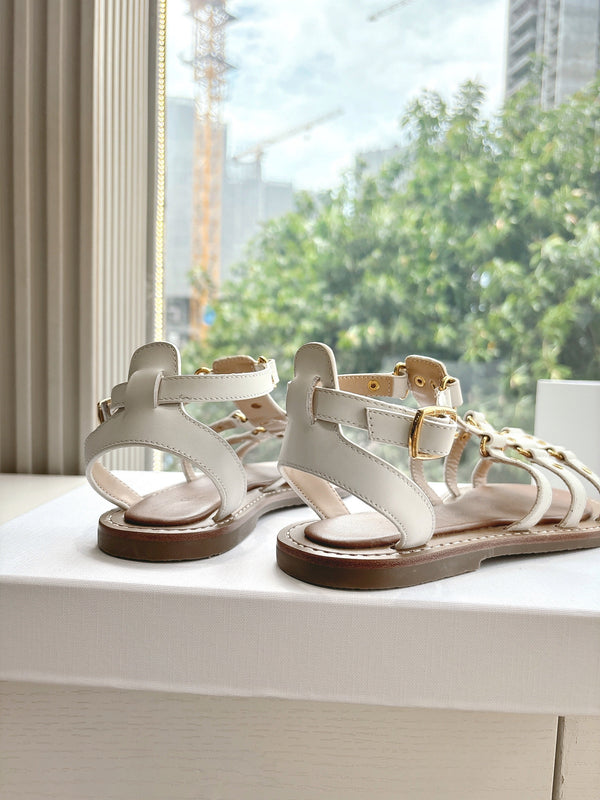 CL Lympia Gladiator Sandal In White Tan Calfskin 319898