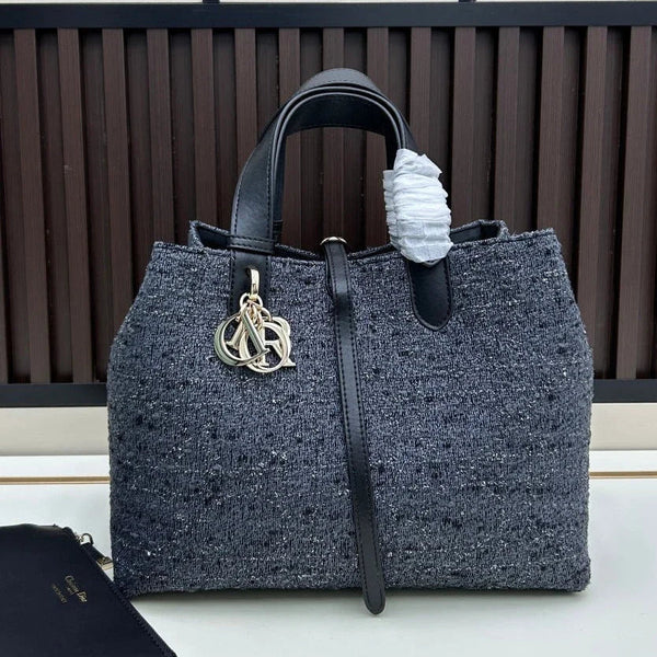 CD 2026 Tourjours Bag 28.5cm Dark Grey Denim Leather