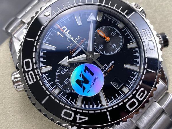 Omega Seamaster 46mm Black Dial Sliver Case Black Bezel Steel
