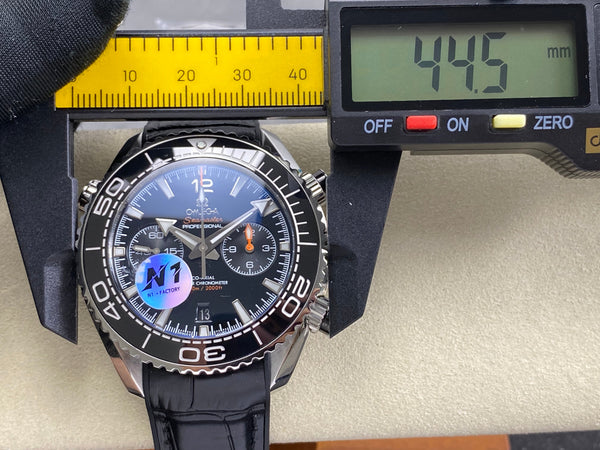 Omega Seamaster 46mm Black Dial Sliver Case Black Crocodile Leather