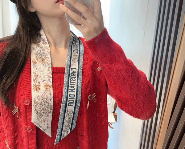 CD Twilly Mini Foulard 105cm Bleu Soie de Mûrier Colorée 914495