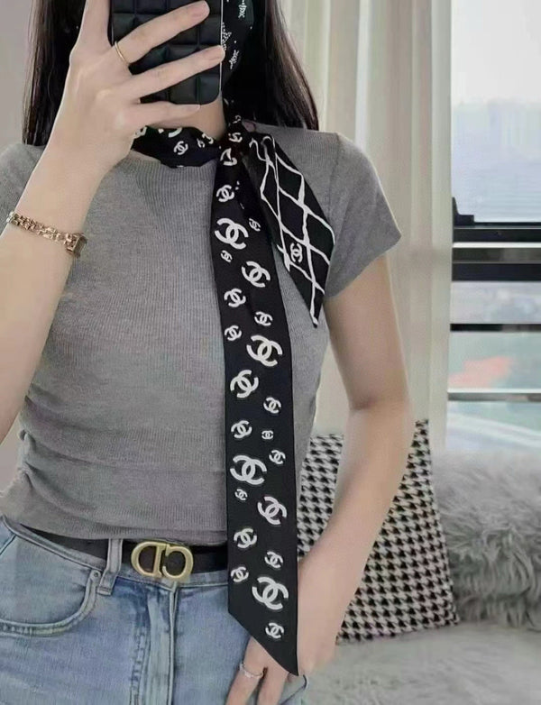 Mini-foulard Twilly CC 120 en twill de soie noir 147674