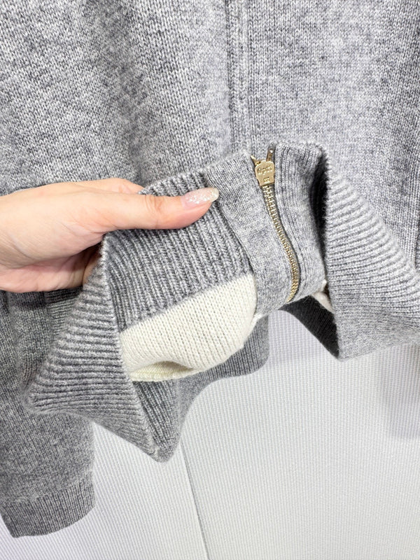 Miumiu 2025 Zipper Cardigan Gray Wool