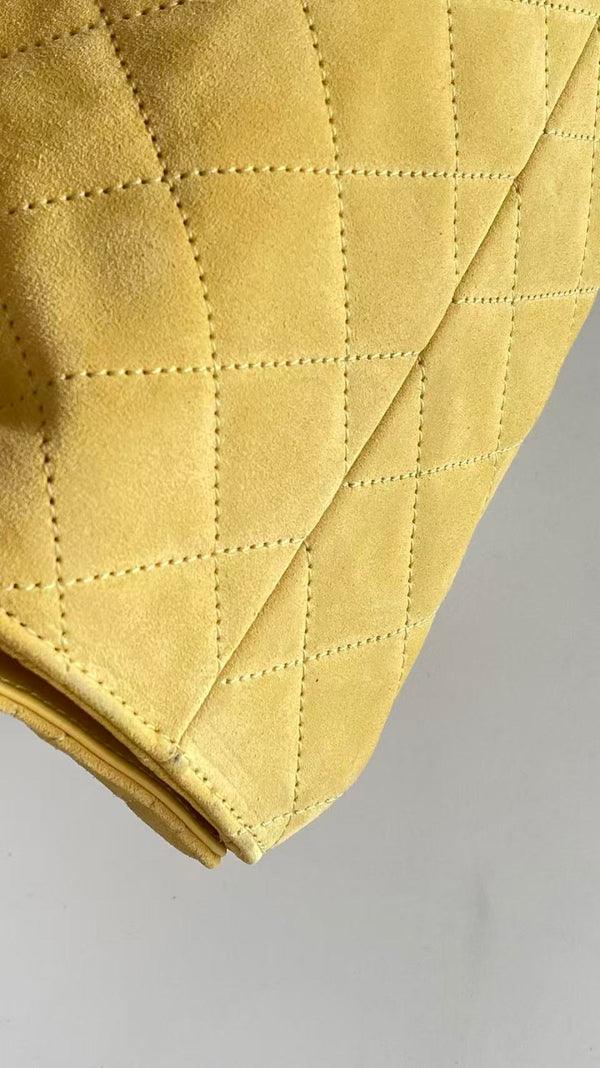 Chanel 25 Hobo Bag Yellow Gold Suede