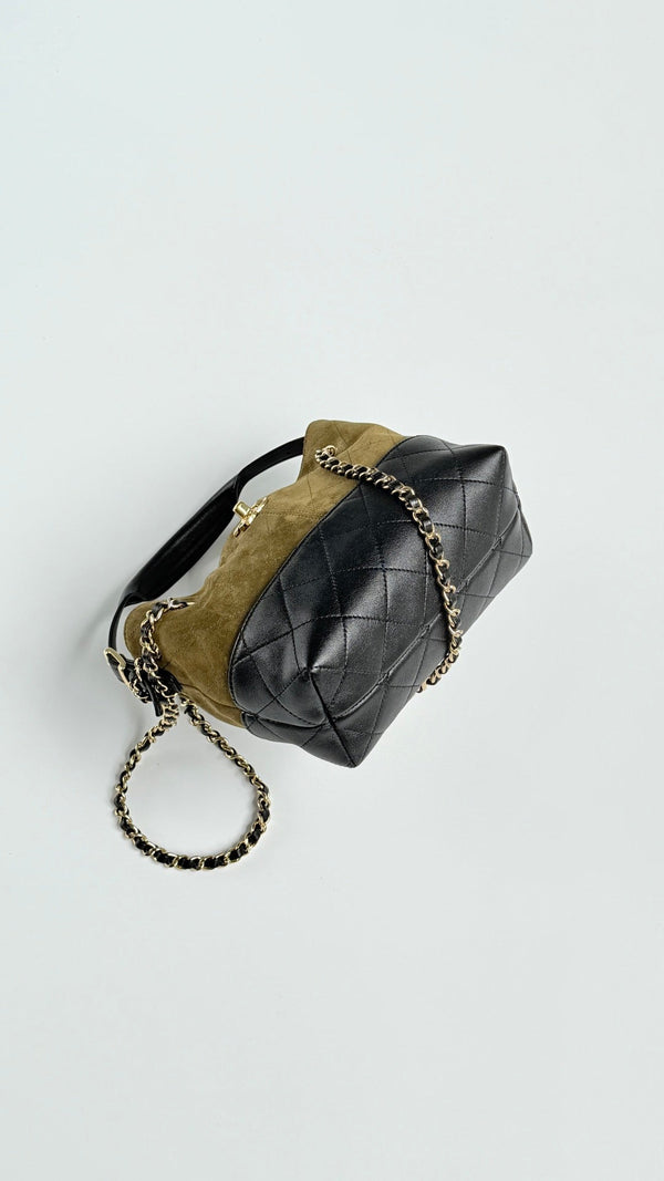 CC 26s Mini Shopping Bag Olive Green Black Suede Lambskin 996786