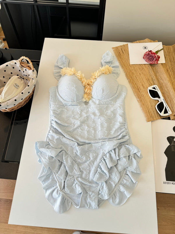 Chanel Ruffles And Floral One- Swimsuit 185848