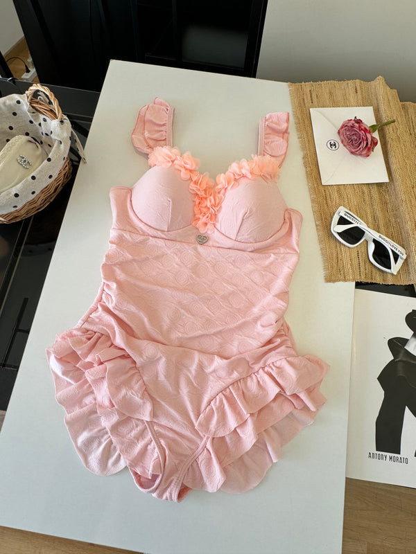 Chanel Ruffles And Floral One-Piece Swimsuit 185849