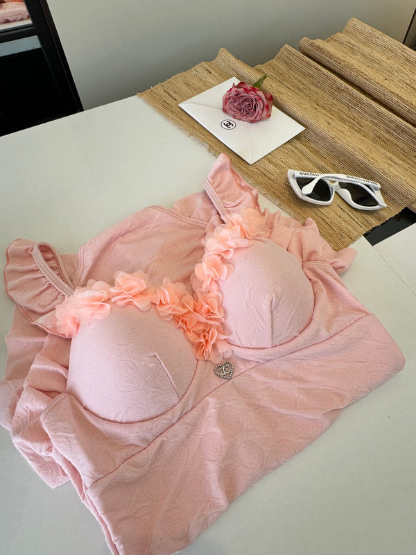 Chanel Ruffles And Floral One-Piece Swimsuit 185849