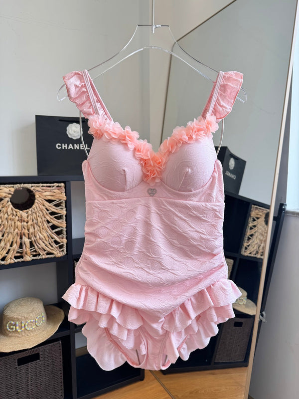 Chanel Ruffles And Floral One-Piece Swimsuit 185849