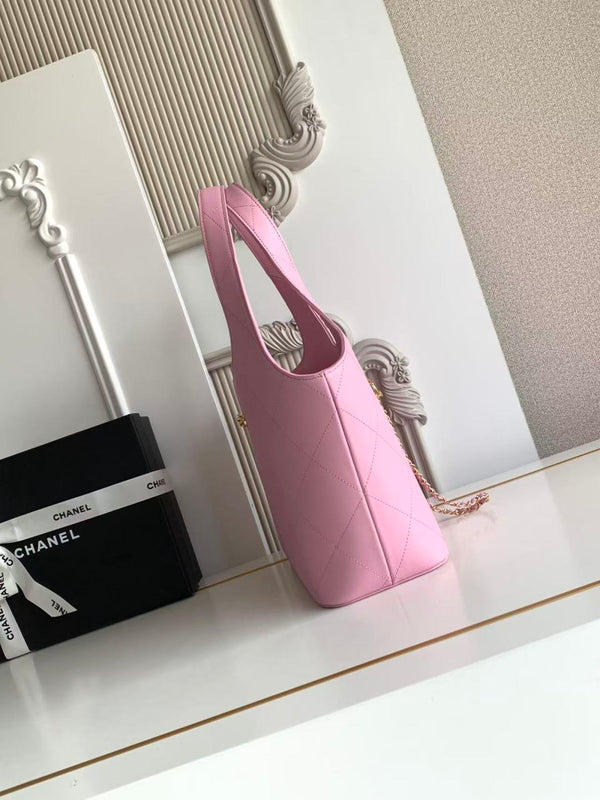 CC 2026 Basket Hobo Bag 35cm Pink Calfskin