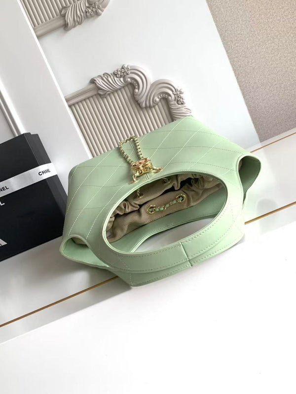 CC 2026 Basket Hobo Bag 35cm Matcha Green Calfskin