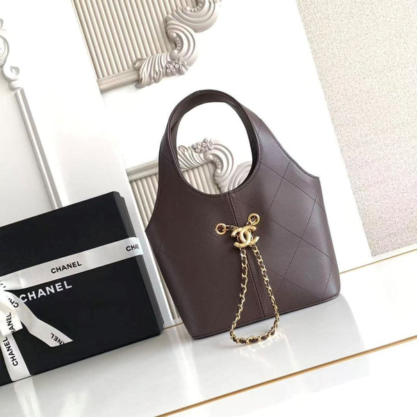 CC 2026 Basket Hobo Bag 27.5cm Coffee Calfskin