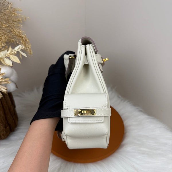 HM Kelly Jump Backpack White Cowhide Gold Hardware 270036