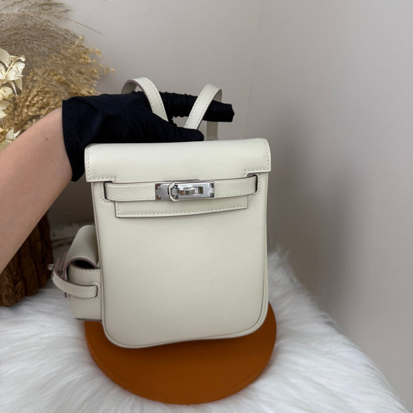 HM Kelly Jump Backpack White Cowhide Sliver Hardware 270038