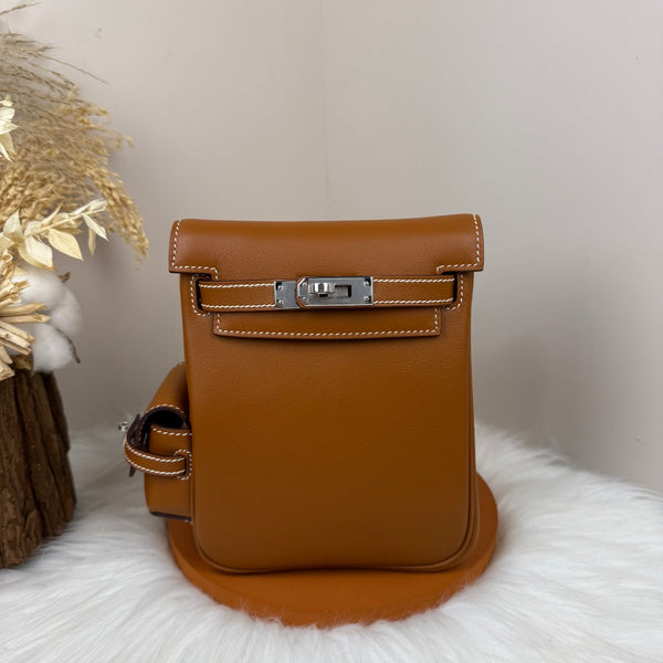 HM Kelly Jump Backpack Brown Cowhide Sliver Hardware 270050